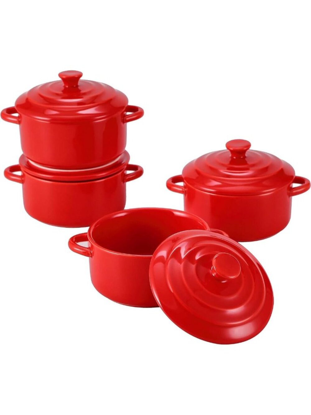 Oven Safe Mini Cocotte Soup Bowls - 8.5 Oz Ceramic Ramekins for Baking